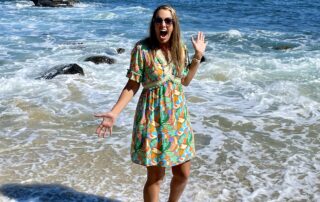 happy woman at beach